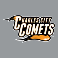Charles City Comets with Mascot Full Color - White Outline - Youth Three-Quarter Sleeve Baseball Tee Design