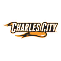 Charles City with Mascot - Horizontal - Orange Outline - Youth Three-Quarter Sleeve Baseball Tee Design