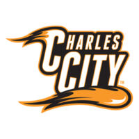 Charles City with Mascot - Vertical - Orange Outline - Youth Three-Quarter Sleeve Baseball Tee Design