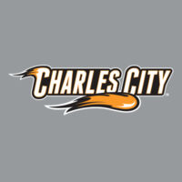 Charles City with Mascot - Horizontal - White Outline - Youth Three-Quarter Sleeve Baseball Tee Design
