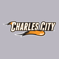 Charles City with Mascot - Horizontal - White Outline - DryBlend ® Pullover Hooded Sweatshirt Design