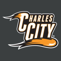 Charles City with Mascot - Vertical - White Outline - Perfect Tri ® Long Sleeve Hoodie Design