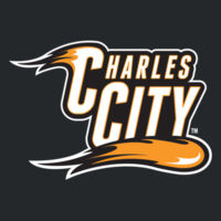 Charles City with Mascot - Vertical - White Outline - DryBlend ® Crewneck Sweatshirt Design
