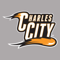 Charles City with Mascot - Vertical - White Outline - Youth DryBlend ® 50 Cotton/50 Poly T Shirt Design